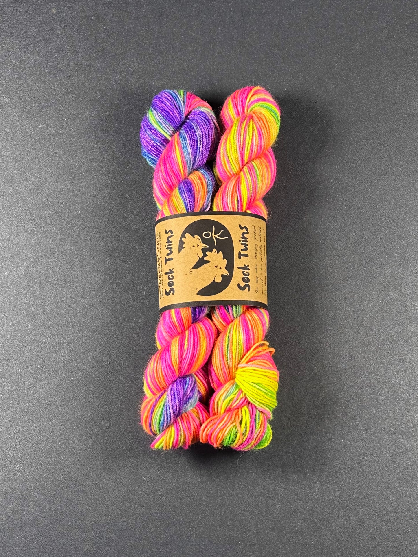 “Rainbow Road" Superwash BFL 4ply Sock Twins