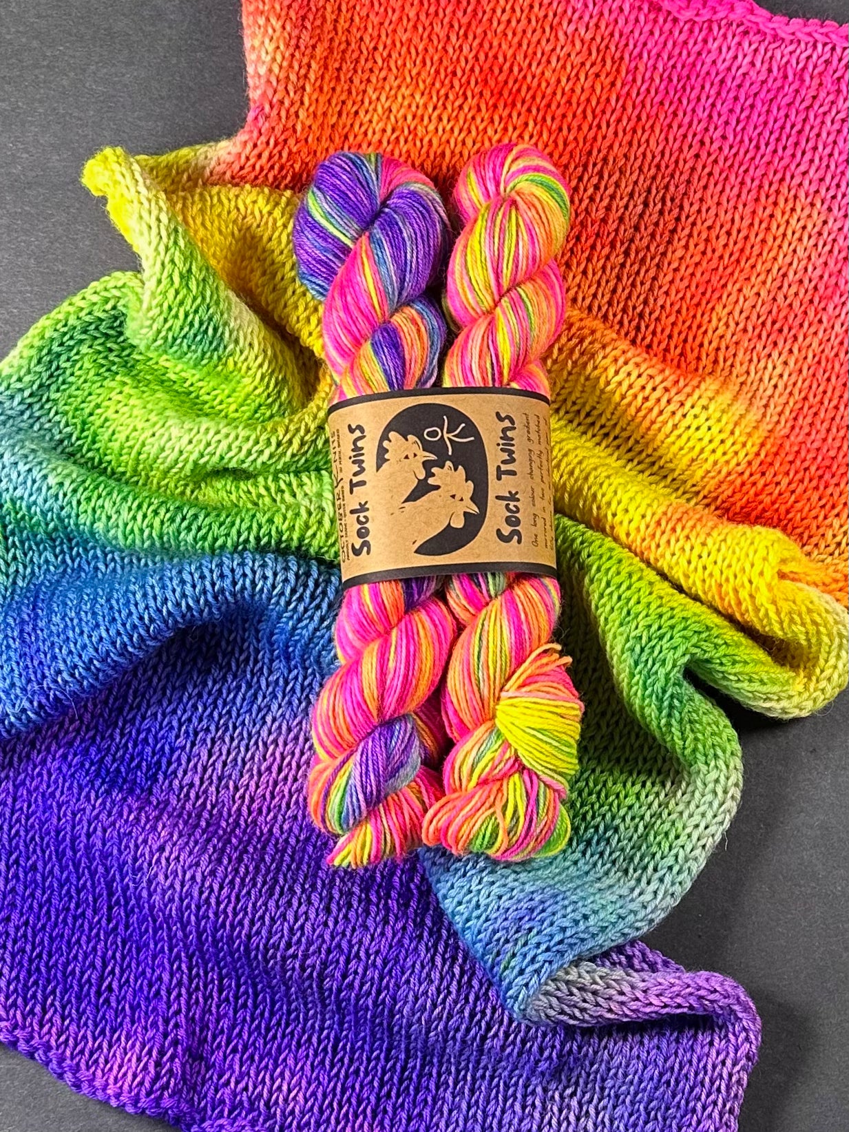 “Rainbow Road" Superwash BFL 4ply Double Stranded Sock Blank