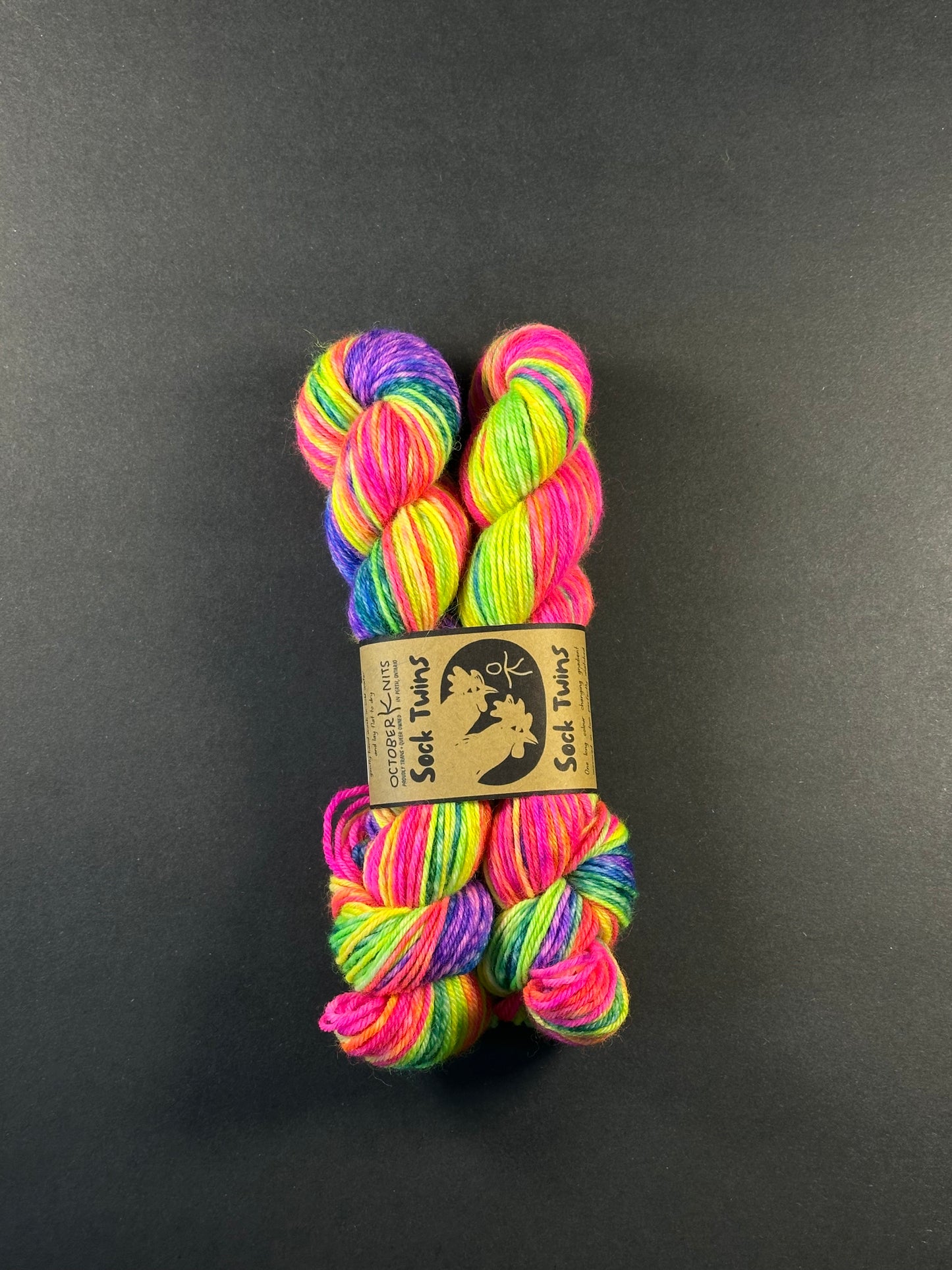 “Rainbow Road" Superwash BFL Sport Weight Sock Twins