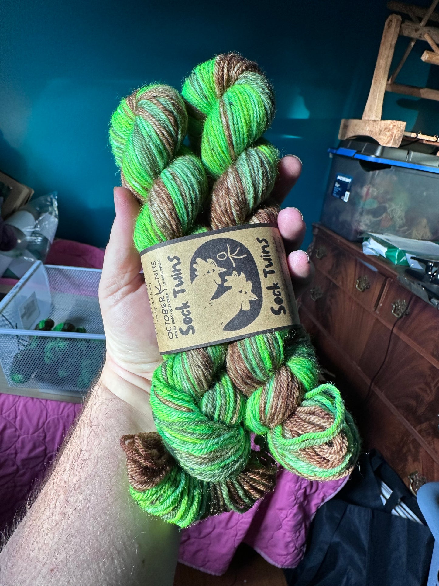 “The Green Man" Superwash BFL Sport Weight Sock Twins