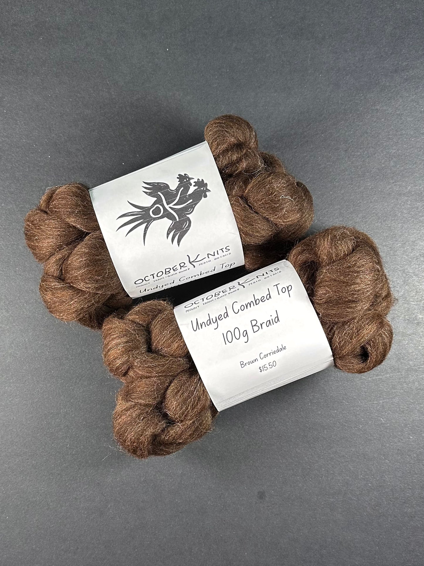 Undyed Brown Corriedale Combed Top