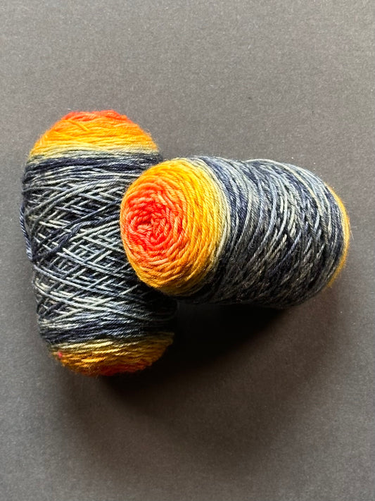“September Sunrise" Superwash BFL 4ply Sock Twins