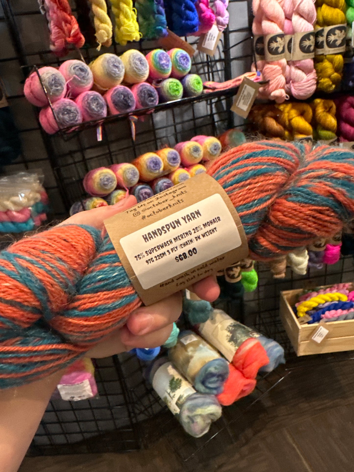 Superwash Merino/Mohair Handspun Yarn