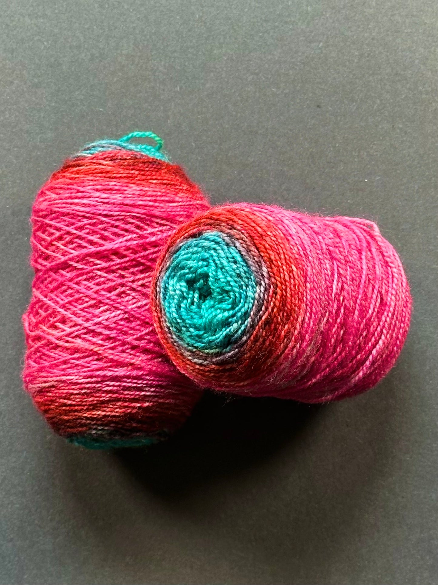 “Blue Razz" Superwash BFL Helix Sock Twins