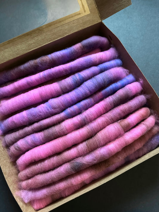 “Unicorn Farts” 22 Micron Merino Hand Carded Rolags