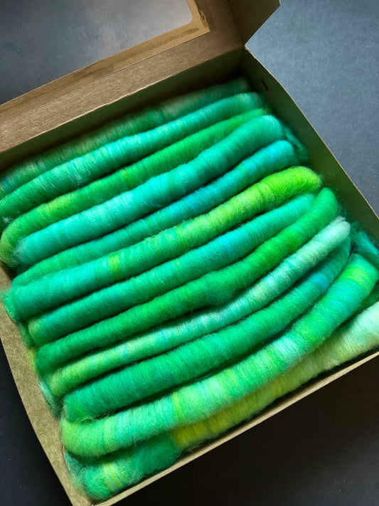 “Slimer” 22 Micron Merino Hand Carded Rolags