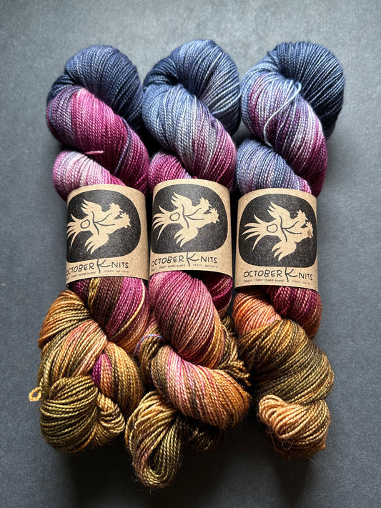 “Nocturne” Superwash BFL Helix Sock