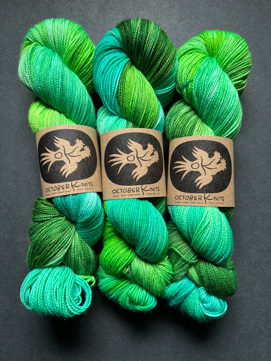 “Bigfoot’s Board Shorts” Superwash BFL Helix sock