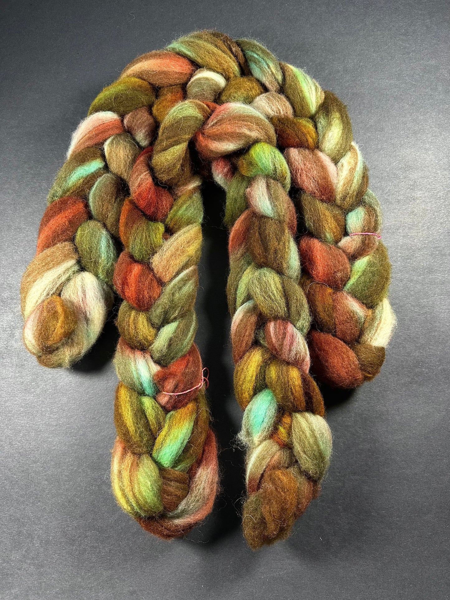 “Turkey Tail Polypore" White and Moorit blend Shetland combed top
