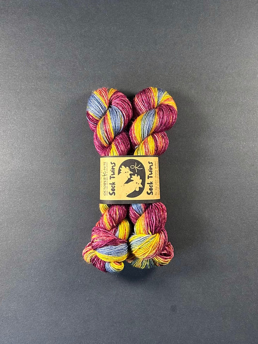 “Prismatic Shard" Superwash BFL 4ply Sock Twins