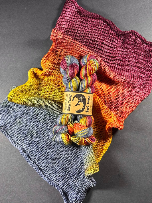 “Prismatic Shard" Superwash BFL Helix Sock Twins