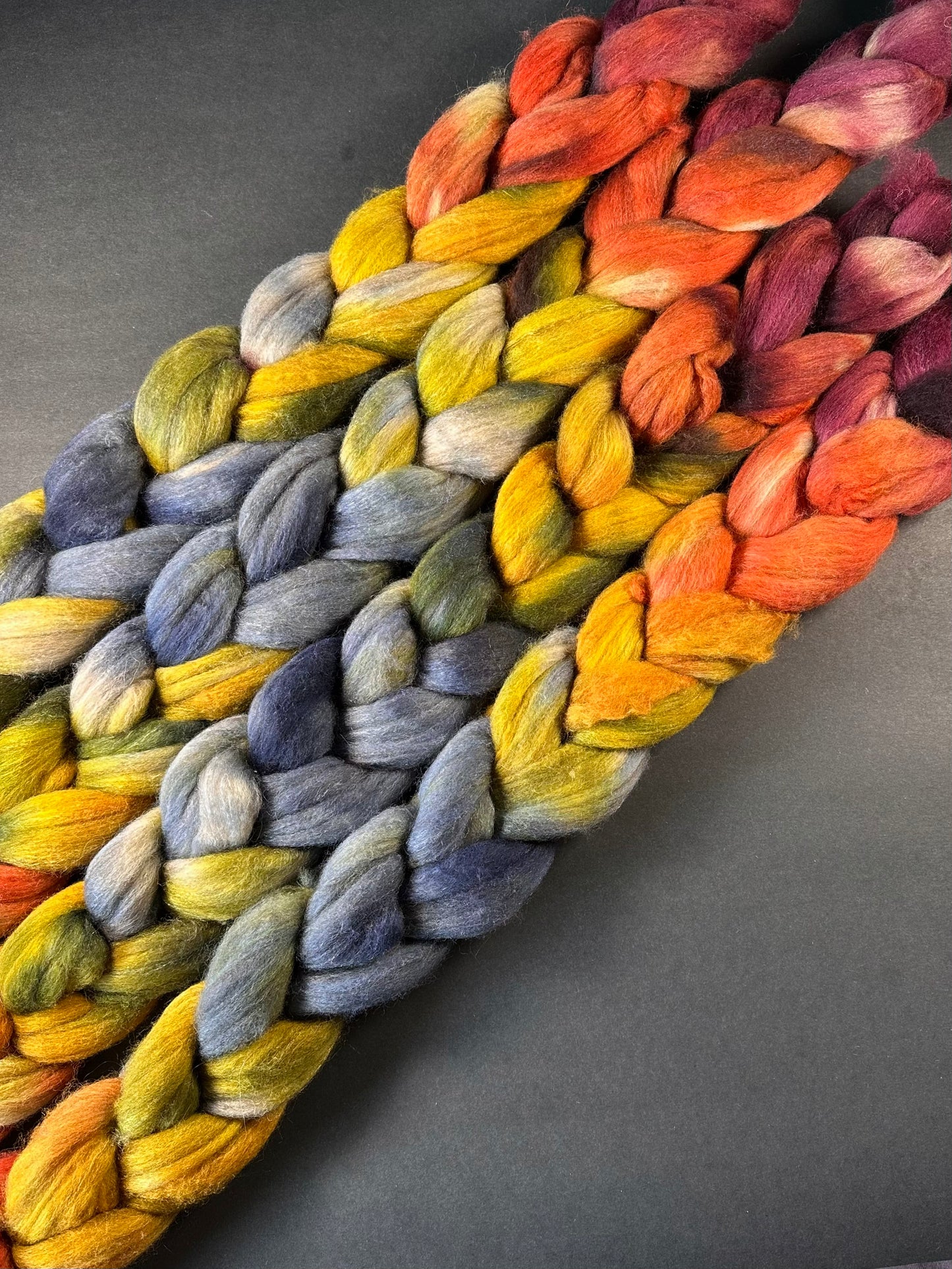 "Prismatic Shard" Polwarth/Alpaca/Tussah Silk Combed Top
