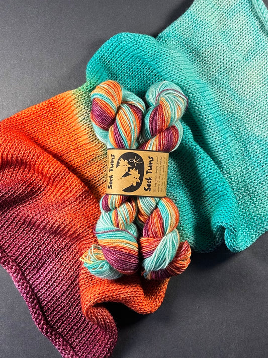 “Enemies to Lovers" Superwash BFL Helix Sock Twins