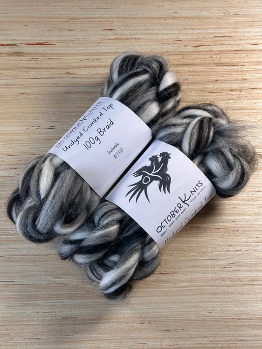 Undyed tricolour Icelandic combed top