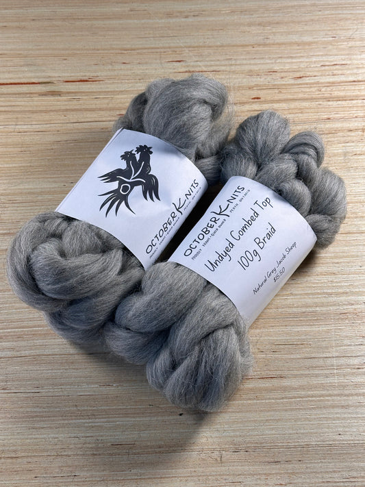 Undyed Grey Jacob combed top