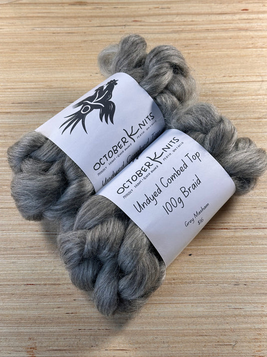 Undyed grey Masham combed top