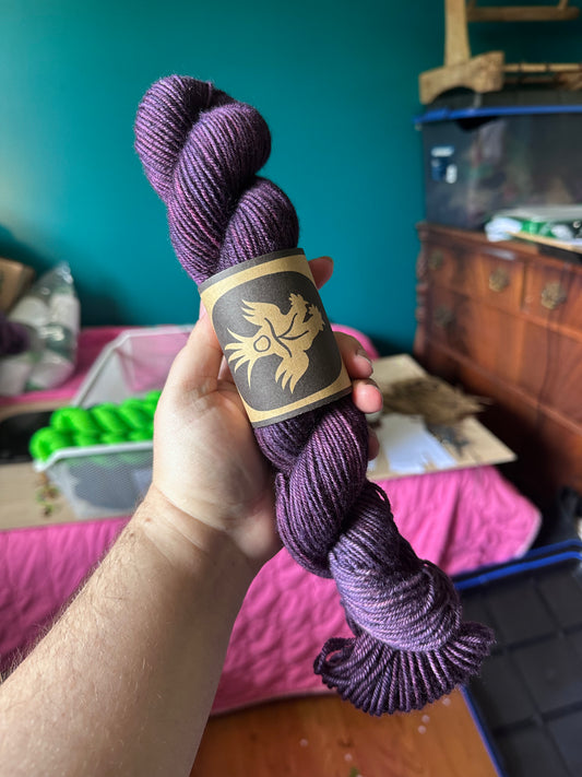 "Unsolicited Eggplant" Untreated BFL Worsted