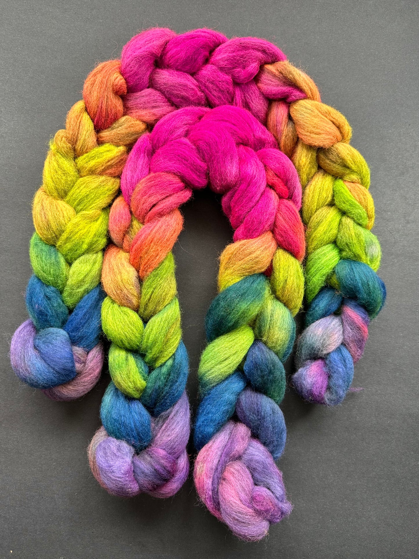 "Rainbow Road" Grey Corriedale Combed Top