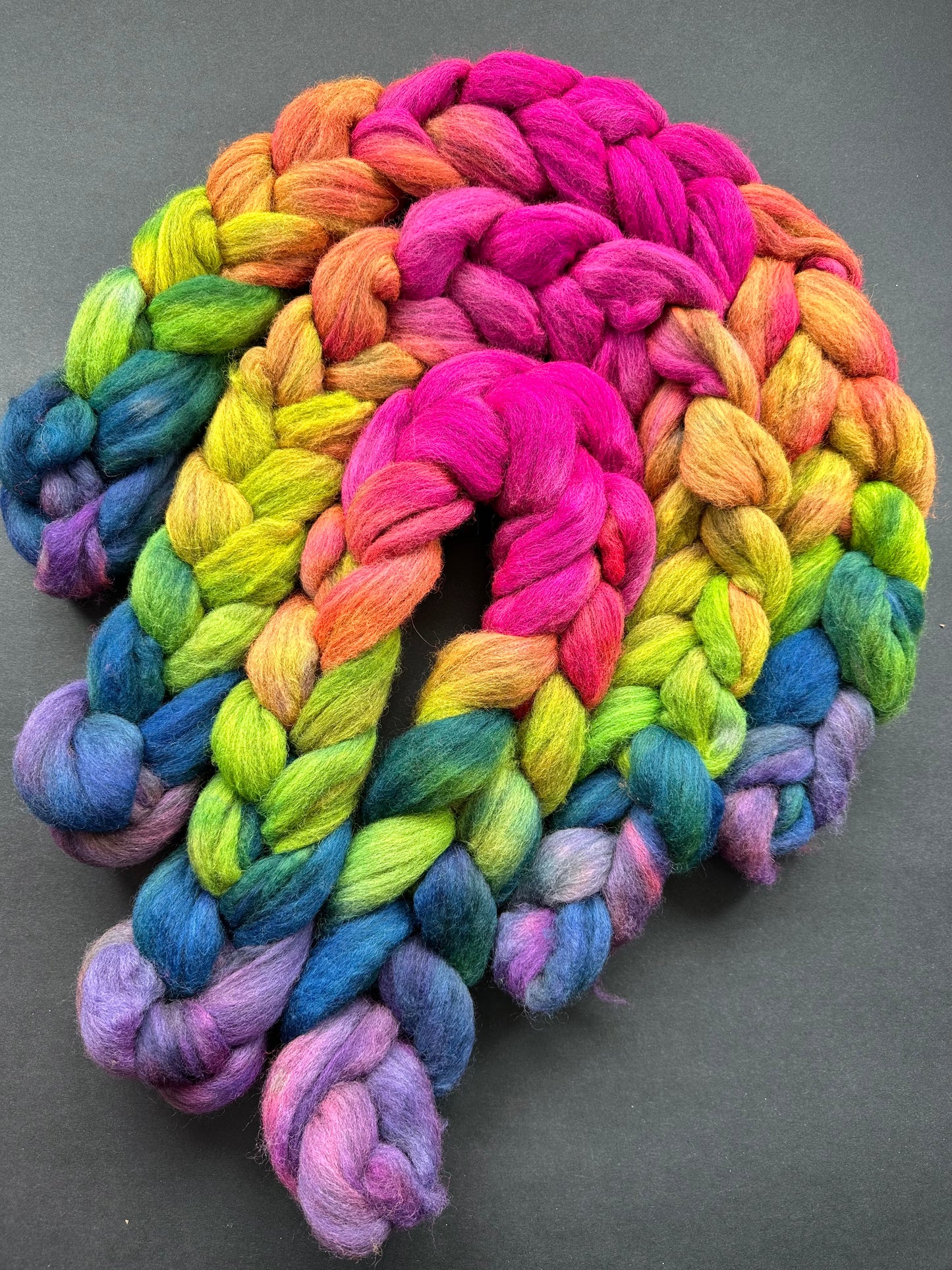 "Rainbow Road" Grey Corriedale Combed Top