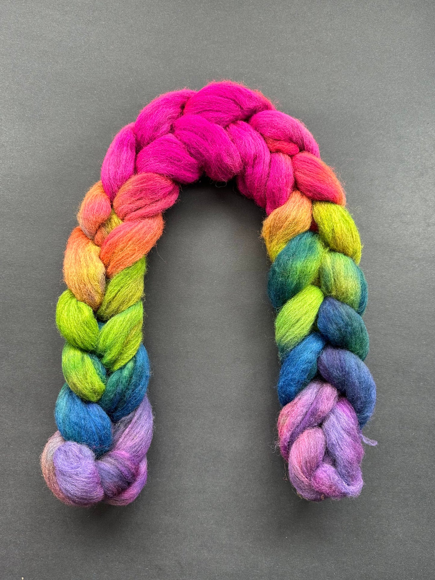 "Rainbow Road" Grey Corriedale Combed Top
