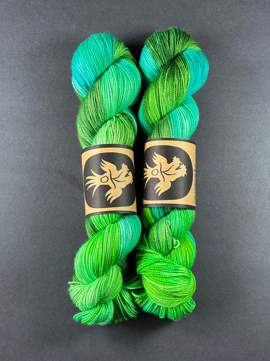 “Bigfoot’s Board Shorts” Superwash BFL Helix sock