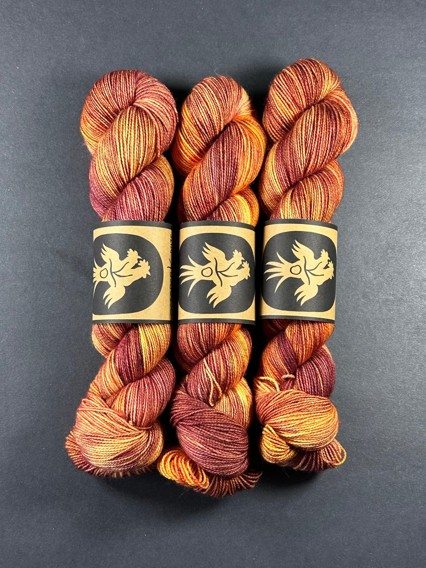 "Blood Orange” Superwash BFL Helix Sock